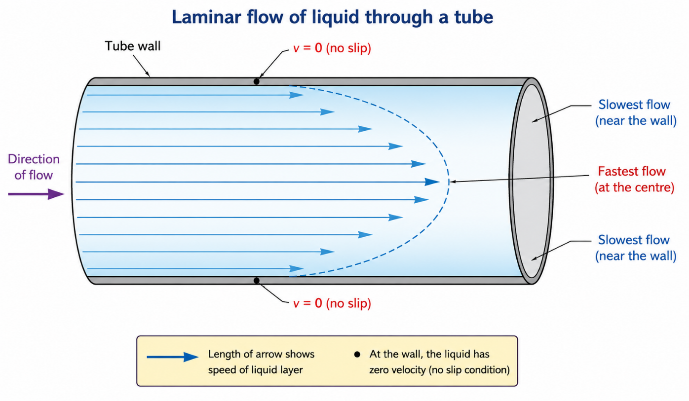 Layers of liquid flowing at different speeds